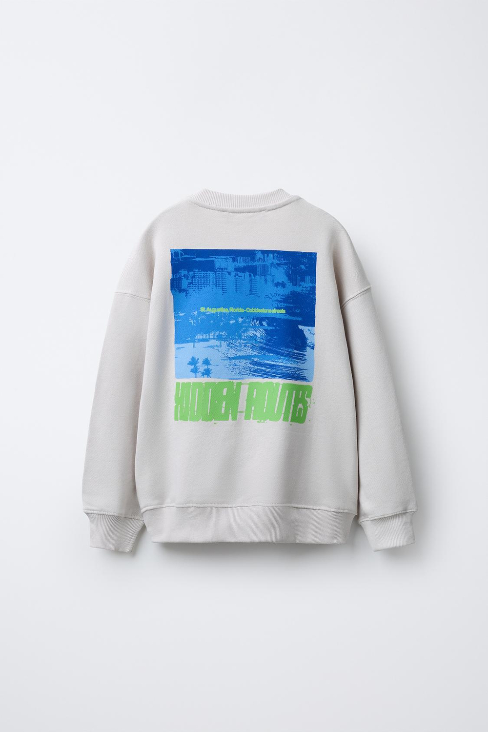 ZARA ТОЛСТОВКА С ПРИНТОМ И НАШИВКОЙ, СЕРЫЙ