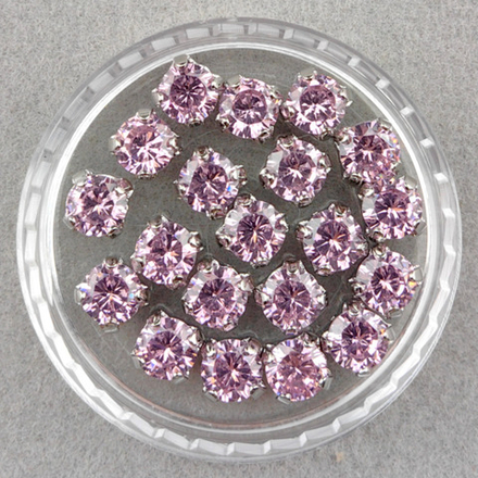 Фианиты шатоны в оправах, Pink/Rhodium