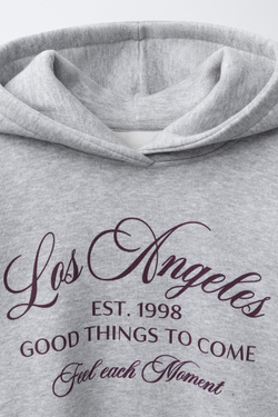 ZARA ТОЛСТОВКА С ДВОЙНЫМ НИЗОМ, КАПЮШОНОМ И В СТИЛЕ ПРЕППИ, СЕРЫЙ МЕЛАНЖ