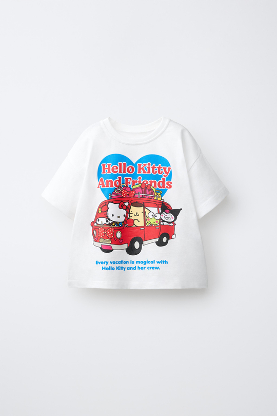 ZARA ФУТБОЛКА VAN HELLO KITTY AND FRIENDS © SANRIO, БЕЛЫЙ