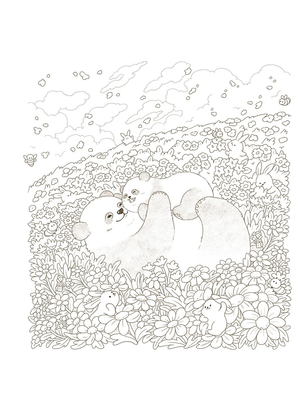 Panda Family's Four Seasons. Coloring Book