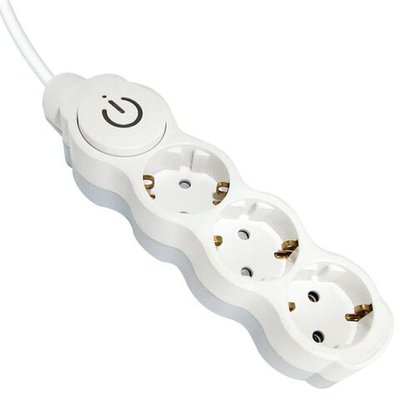 Удлинитель бытовой 3 гн, 3 м, ПВС, 3х1 мм2, с/з, 16 А, выкл, 250В,с з/ш, бело-сер, TDM, Люкс УЛ03В,