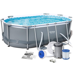 Каркасный овальный бассейн Bestway 300х200х84 см + фильтр-насос 1249 л/ч (56617 BW)