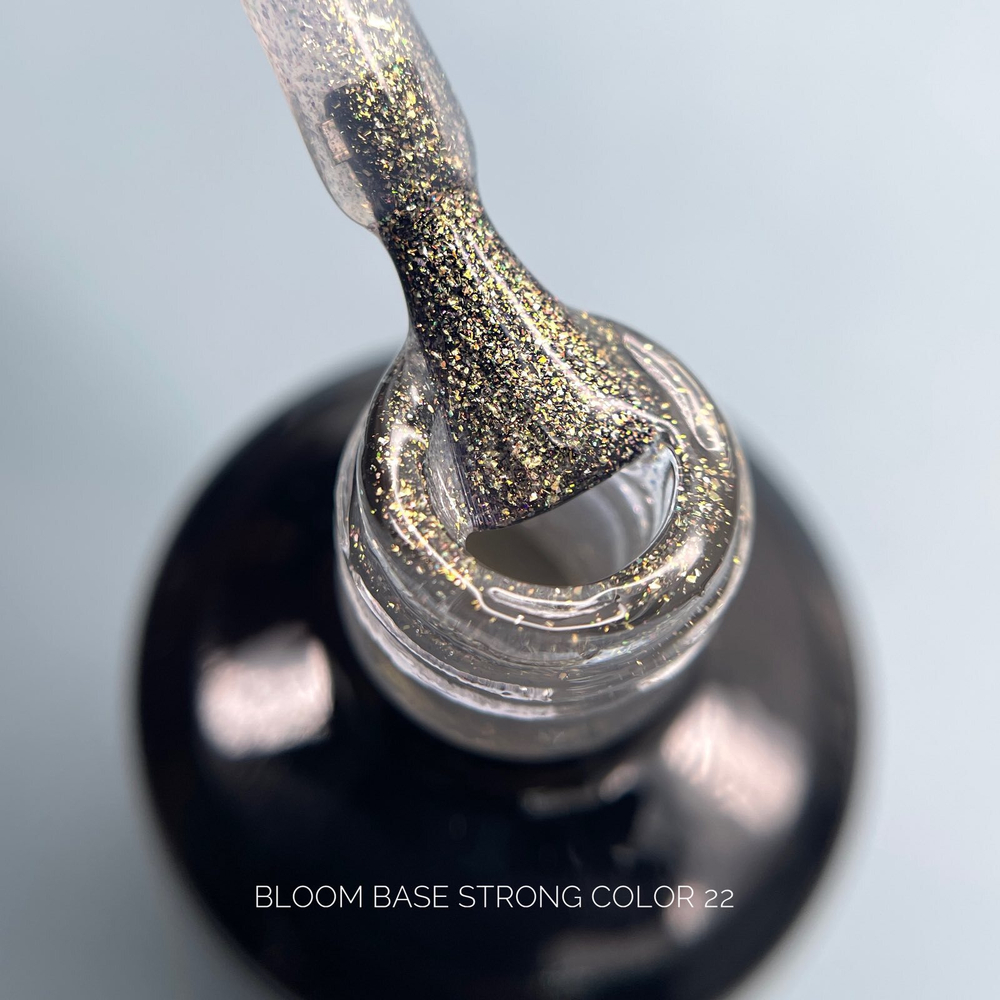 Bloom Strong base Color 22 - База жесткая прозрачная с золотым шиммером, 15