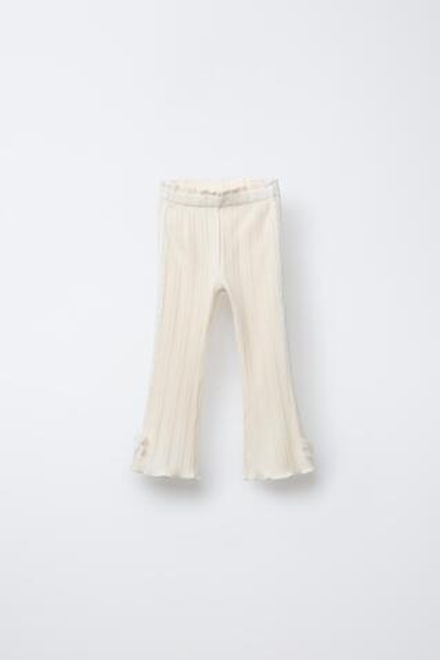 ZARA БРЮКИ FLARE С ЛАМПАСАМИ И БАНТАМИ, ЭКРЮ