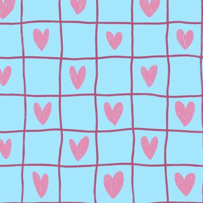 Голубая клетка с розовыми сердечками