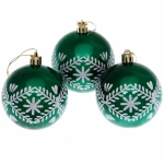 Новогодние шары 7см (набор 3шт) «Хвойные веточки», зеленый