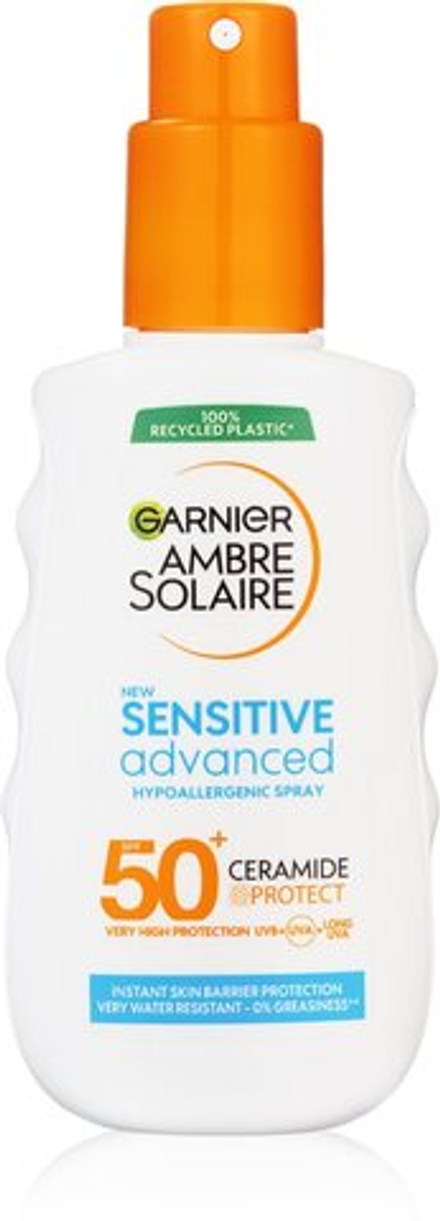Garnier Ambre Solaire Sensitive Advanced - спрей для загара для чувствительной кожи /  SPF 50+ 150  ml  / GTIN 3600542520423