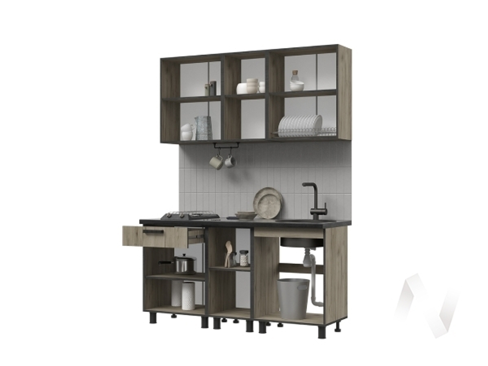 Кухня Эдинбург ЛДСП 1.6 (дуб крафт серый/железный камень)