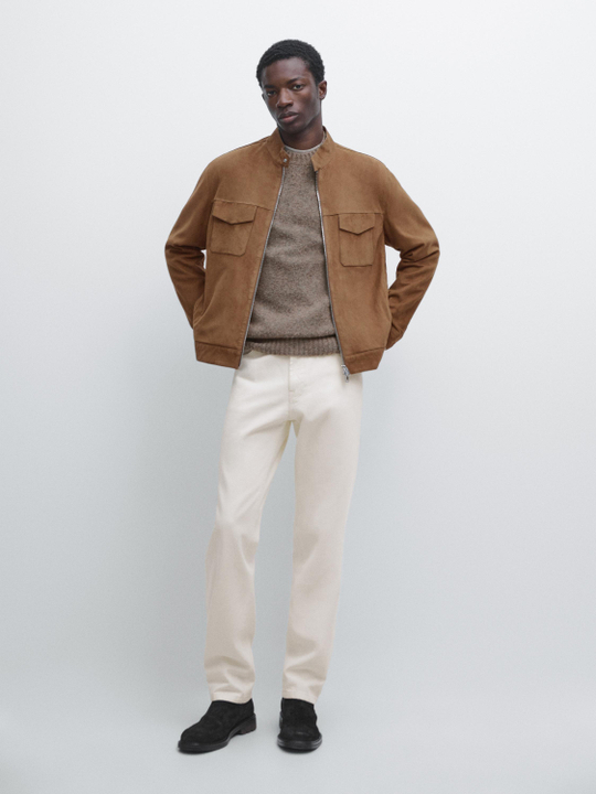 Massimo Dutti Джинсы зауженного кроя, кремовый