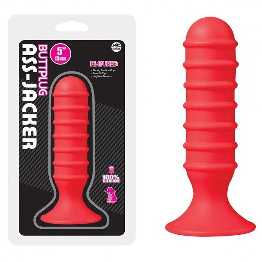 Красный анальный плаг с объемными кольцами (Цвет: красный)