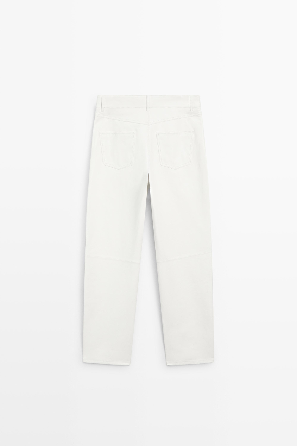Massimo Dutti Брюки прямого кроя из кожи, белый