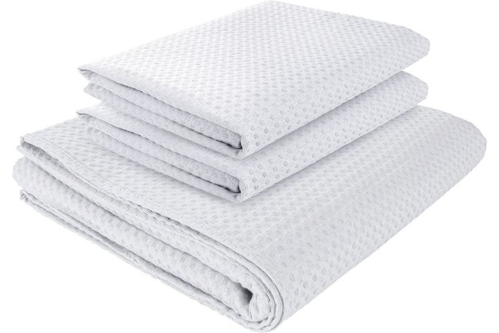 Комплект полотенец вафельных Home One 45х70 (2шт), 80х150 (1шт), отбеленный