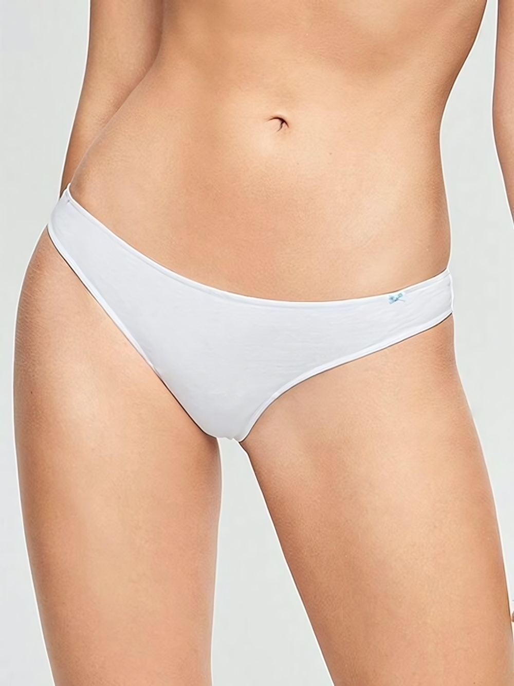 Хлопковые трусы-бразилиана с низкой линией талии (Размер: 5 размер) (Цвет: белый)