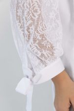 Блуза с завязками Ажур (белая) Б14386-10М LT Collection