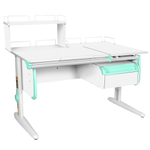 Растущая парта СУТ 25 с задними полками СУТ.15.210 и СУТ.15.240 и навесной тумбой (1200×880 мм)