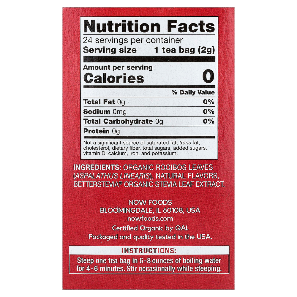 NOW Foods, Better Off Red™, чай без кофеина, 24 чайных пакетика, 48 г (1,7 унции)