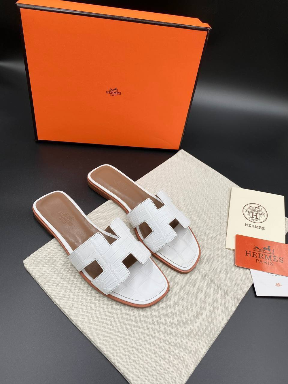 Шлепанцы Hermes из кожи крокодила, арт. 718745