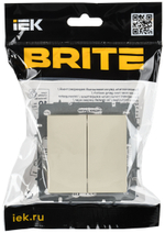 BRITE Выключатель 2-клавишный перекрестный 10А ВС10-2-3-БрКр бежевый IEK