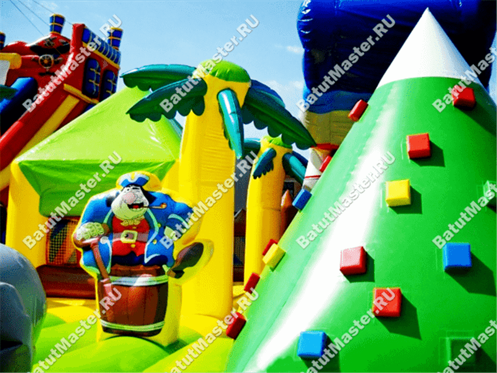 Большой надувной батут "Говорящая акула" 14*10*6 м