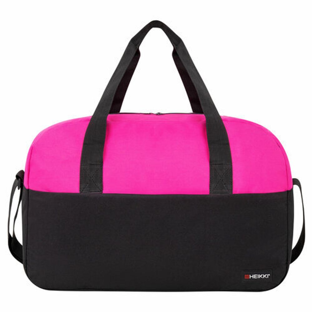 Сумка спортивная HEIKKI BASE (ХЕЙКИ), карман на молнии, черная/фуксия, 30x44x17 см, 272621