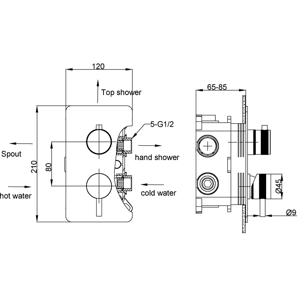 Встраиваемый смеситель для душа и ванны двухпроходной Boheme CELL 135-2-MW MATT WHITE