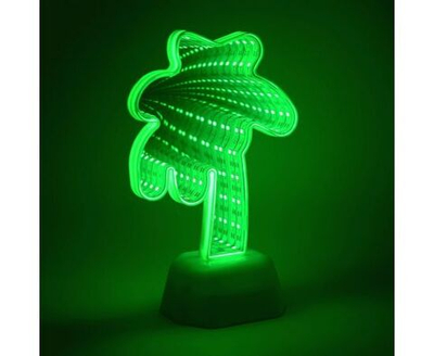 Зеркальный светодиодный 3D ночник, Пальма, зеленый 3хАА