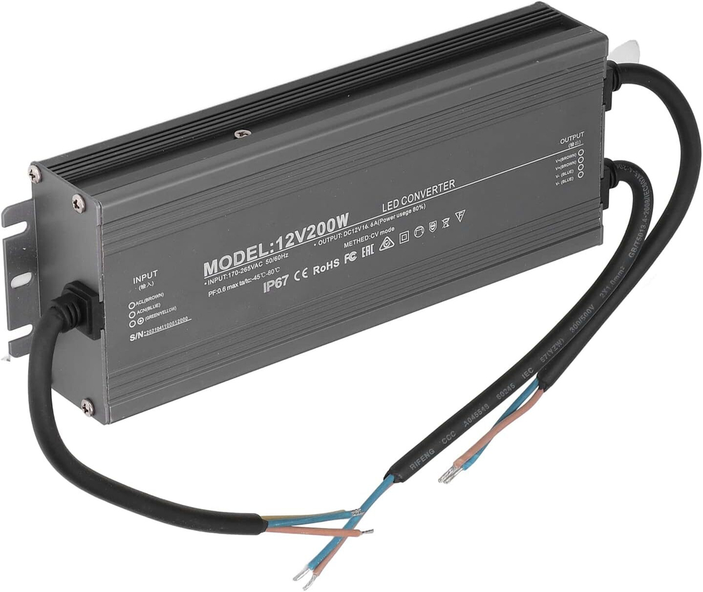 Адаптер питания 12V/200W универсальный IP67 RoHS