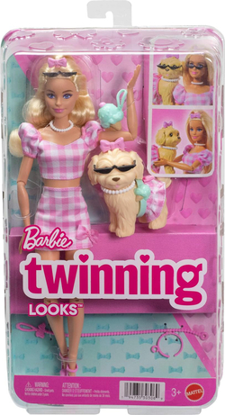 Кукла Barbie Twinning Looks Doll with Pet с собачкой