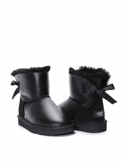 Ugg Mini Bailey Bow Black Metallic