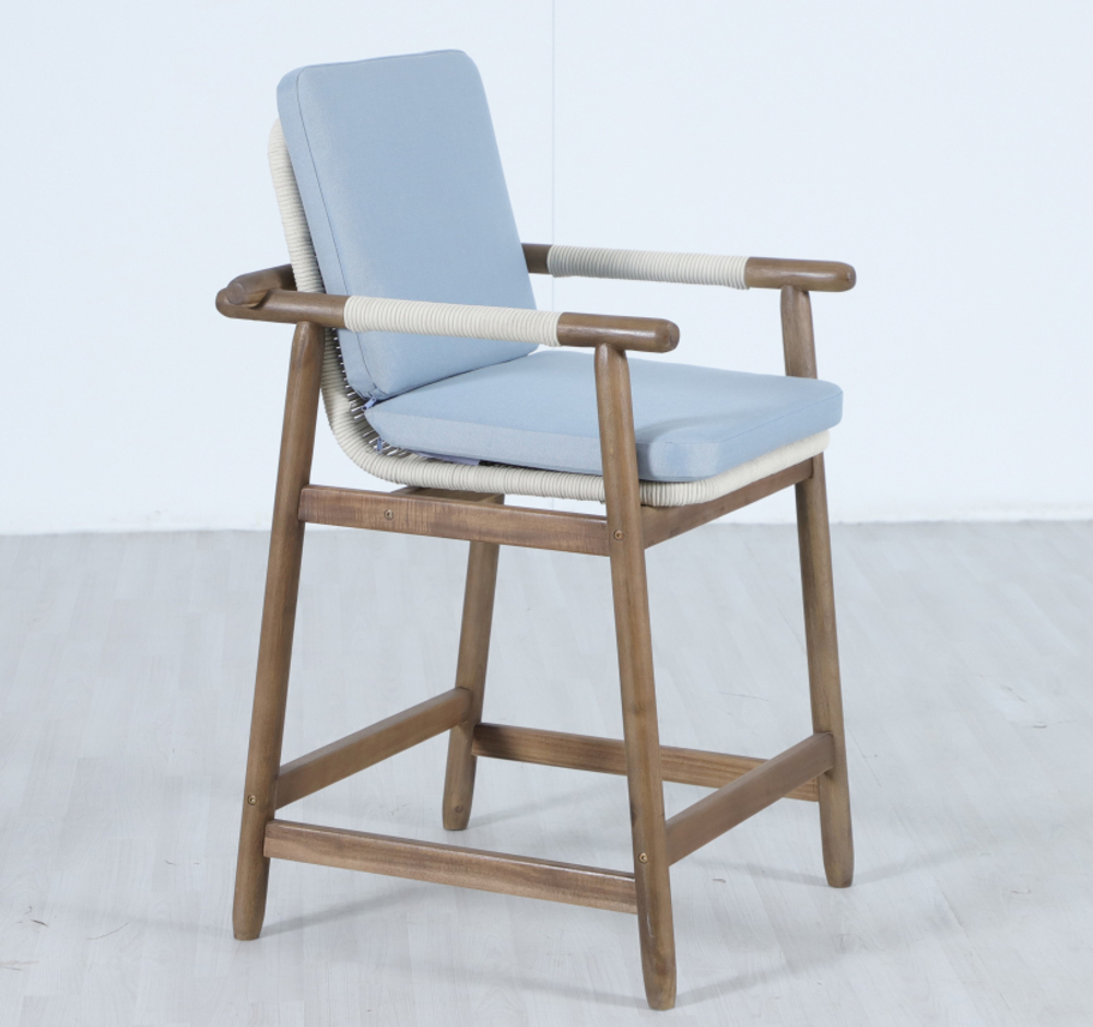 Комплект барной мебели на 6 персон Tagliamento Apoyo, грецкий орех, голубой