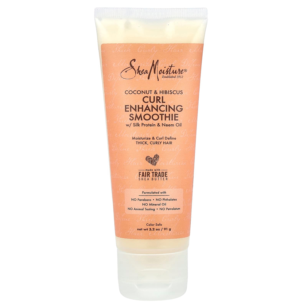 SheaMoisture, Смузи для локонов с шелковым протеином и маслом нима, кокосом и гибискусом, 91 г (3,2 унции)