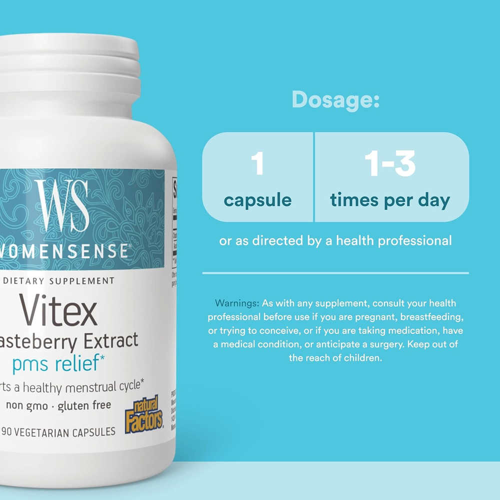 Natural Factors, WomenSense®, экстракт витекса священного, 80 мг, 90 вегетарианских капсул