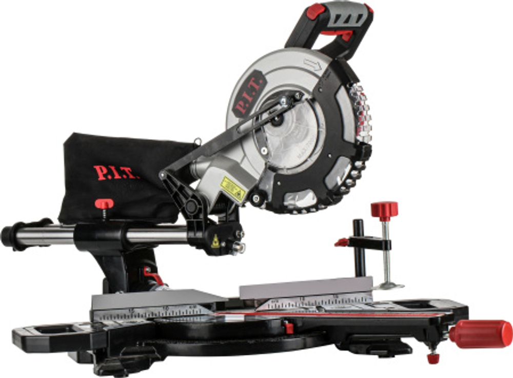 Пила торцовочная аккум. бесщёточная P.I.T. PMS20H-210A SOLO (20В, ?210мм, накл45°, протяжка, лазер)