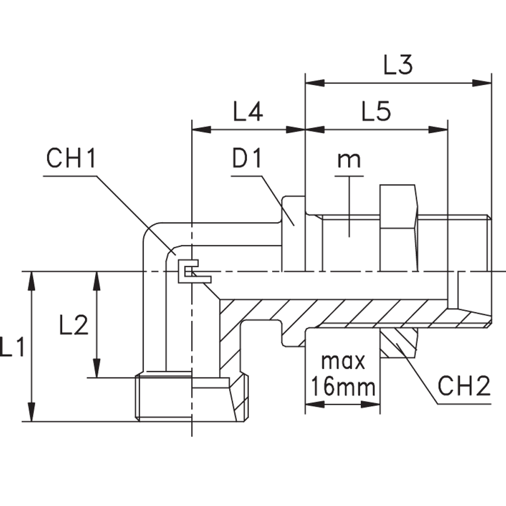 Соединение PD90 DS16 M24х1.5 (корпус) нерж.