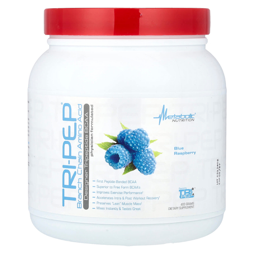 Metabolic Nutrition, Tri-Pep®, аминокислота с разветвленной цепью, со вкусом голубой малины, 400 г (14,1 унции)
