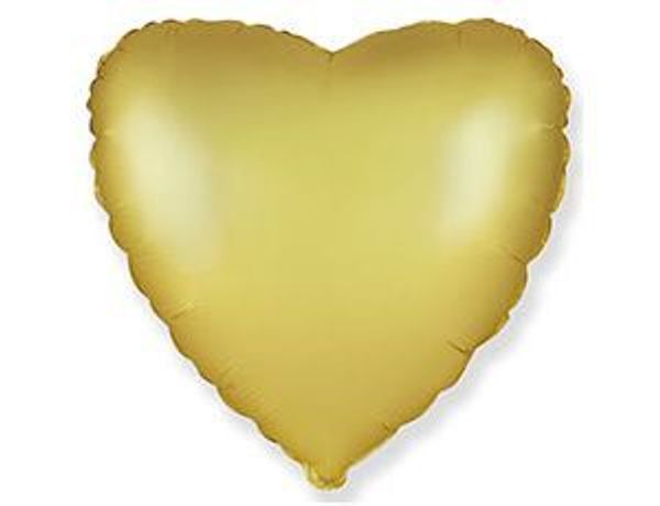 Шар сердце сатин золото 46см
