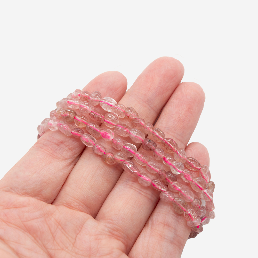 Клубничный кварц натуральный, фриформ, 4-7мм