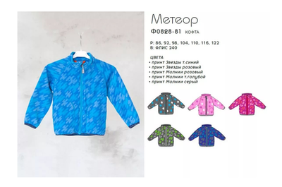 Флисовая кофта Метеор Ф0828-81 р.86 принт Полоски синий