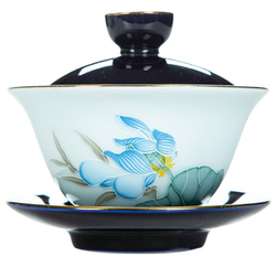 278182 Гайвань ЛОТОС 130 мл , фарфор белый-синий