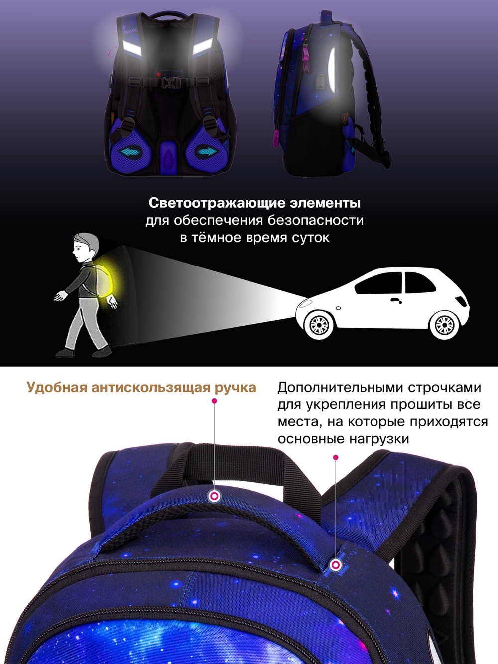 Ранец GROOC 15-021 + мешок + сумка-пенал