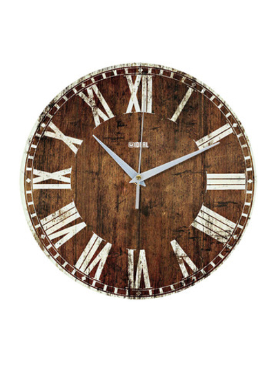 Часы настенные деревянные IDEAL "Доски винтаж", 30 см, коричневые (черный с коричневым)