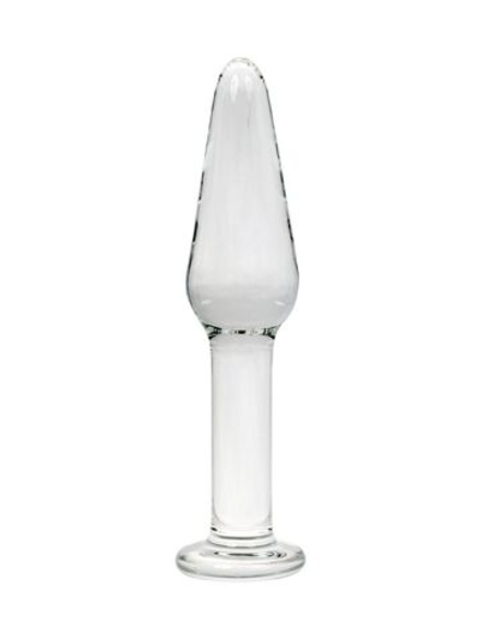 Прозрачный удлиненный анальный плаг из стекла - 12 см.