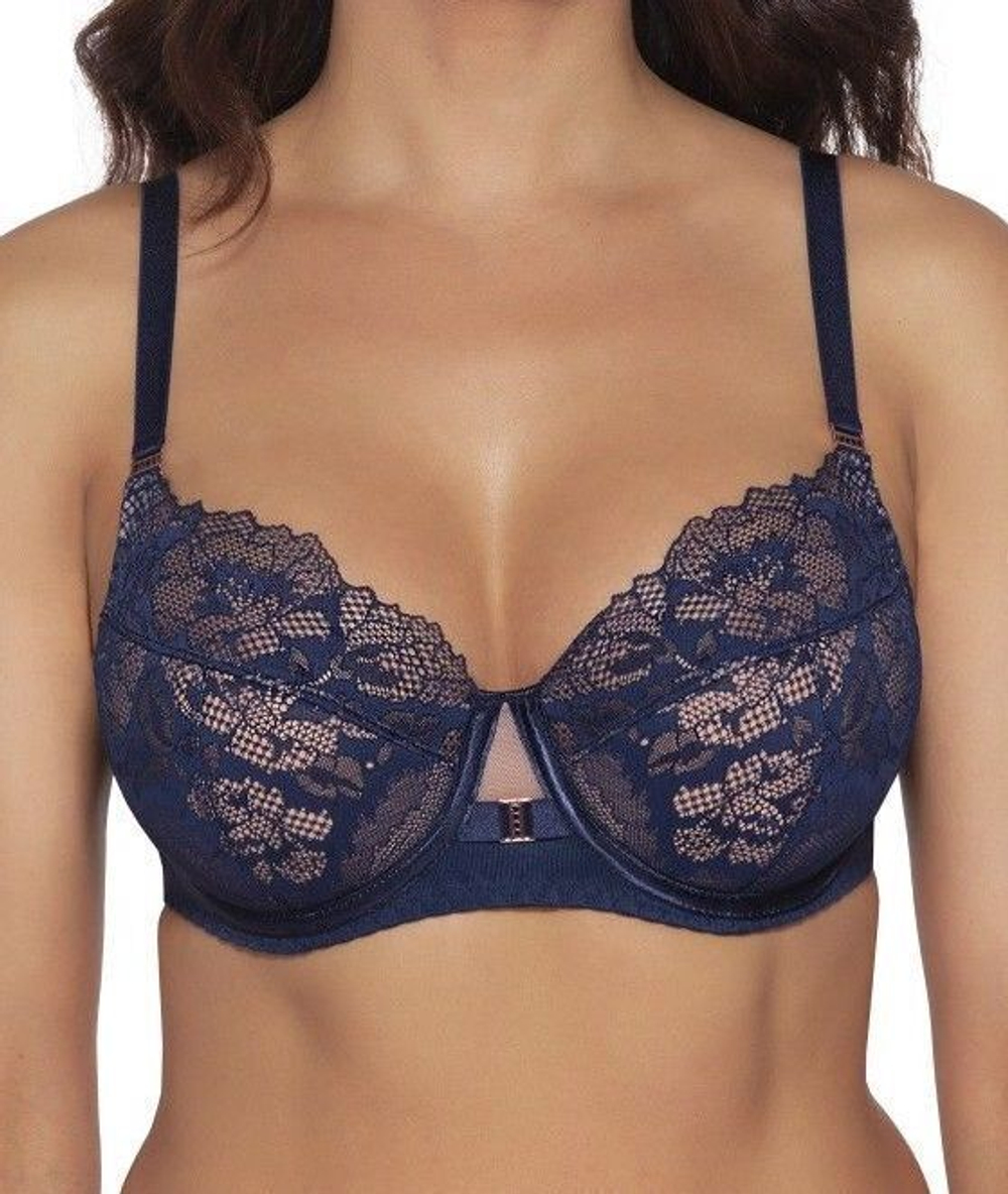 Стильный бюстгальтер на косточках plus size с кружевом (Размер: 80K) (Цвет: серый)