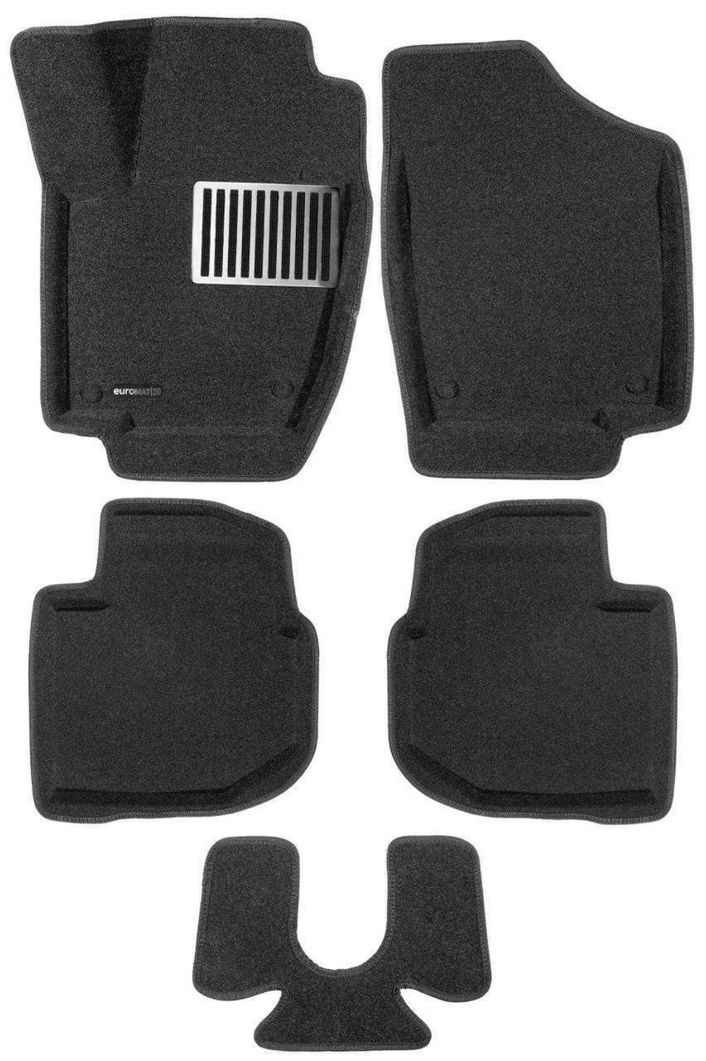 Коврики салона для SKODA Rapid (2014-) Euromat 3D Lux черные. Арт. EM3D-004508