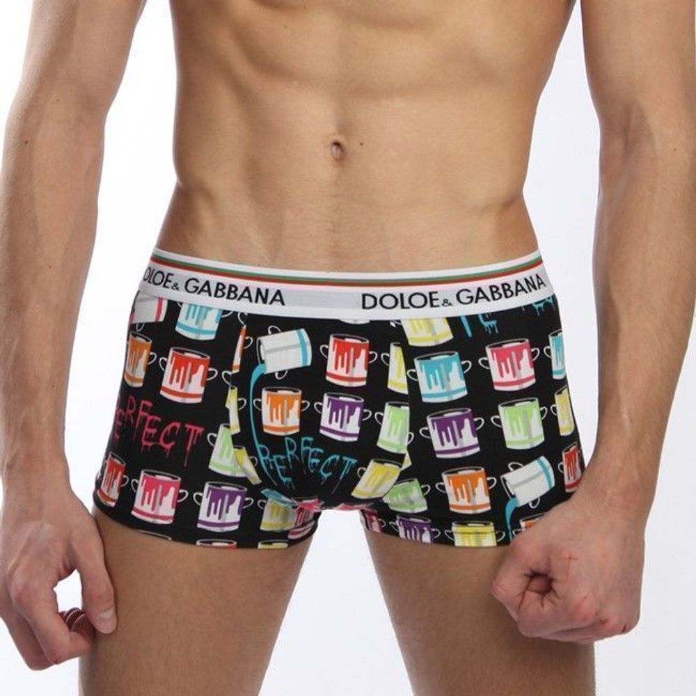 Мужские трусы боксеры т-синий с рисунком "кружки" Dolce Gabbana Colorful Mugs
