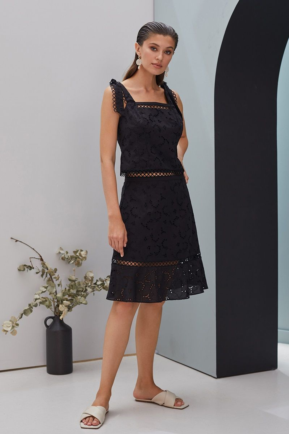 Летний топ с оригинальными лямками (Размер: XS) (Цвет: ярко-розовый)