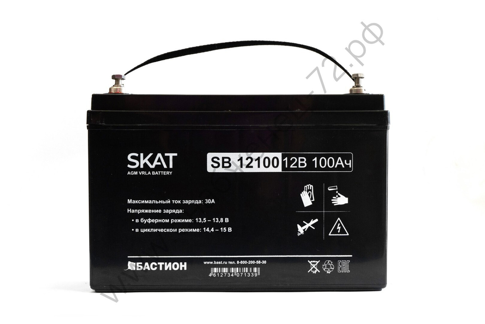 SKAT SB 12100 АКБ свинцово-кислотная тип AGM 12V 100Ач Iзар.30А, клеммы под болт М6