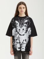Женская Футболка Halo Purr Black Kitten Graphic Oversized