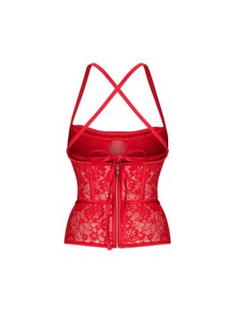 Топ драпированный корсетного типа из сатина и кружева